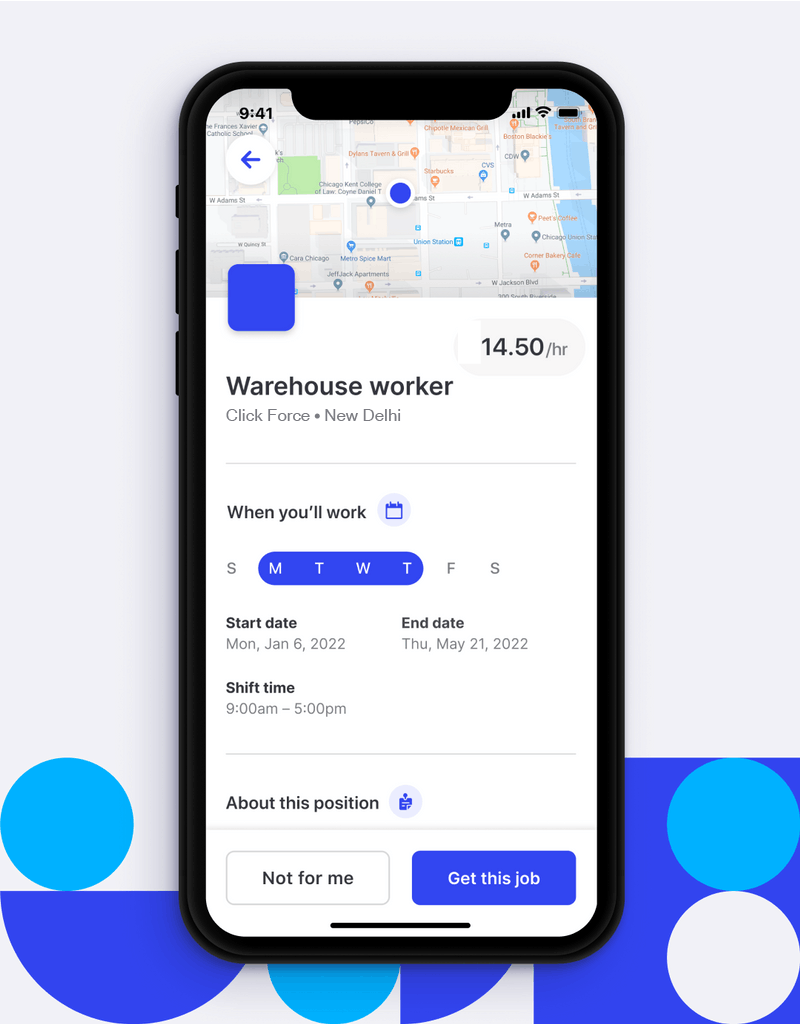 The Clikcforce app gives gig workers the ability to search for jobs and pick shifts they want to work